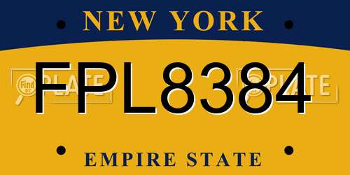 FPL8384 New York License Plate
