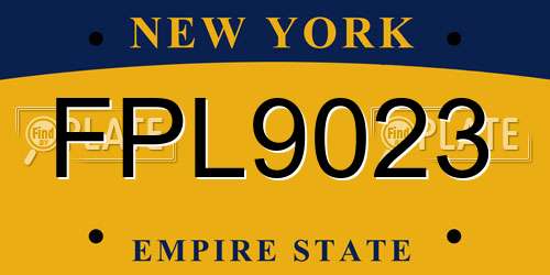 FPL9023 New York License Plate