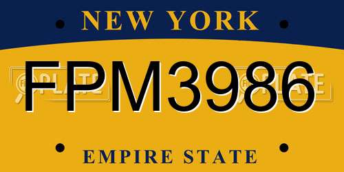 FPM3986 New York License Plate
