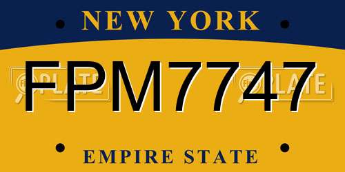 FPM7747 New York License Plate