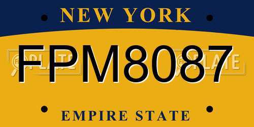 FPM8087 New York License Plate