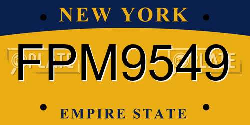FPM9549 New York License Plate