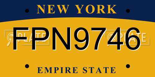 FPN9746 New York License Plate