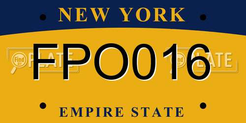 FPO016 New York License Plate