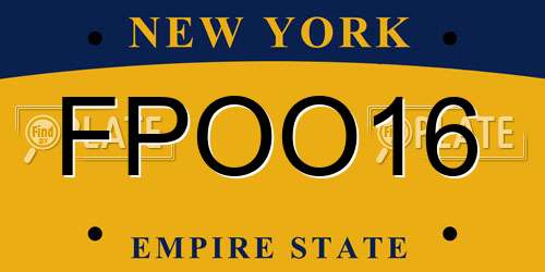 FPOO16 New York License Plate