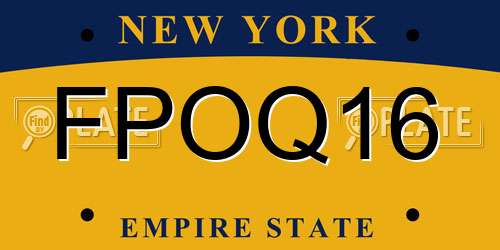 FPOQ16 New York License Plate