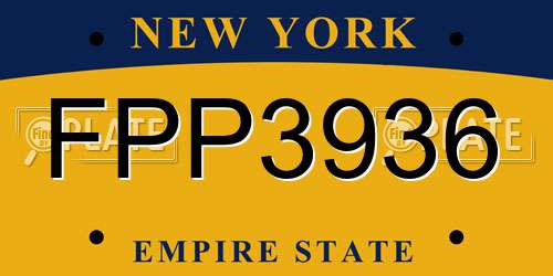 FPP3936 New York License Plate