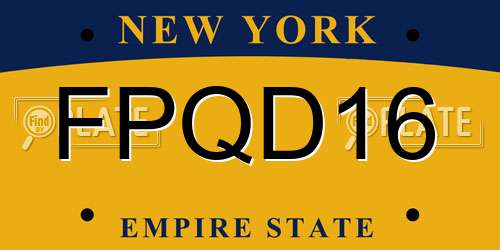 FPQD16 New York License Plate