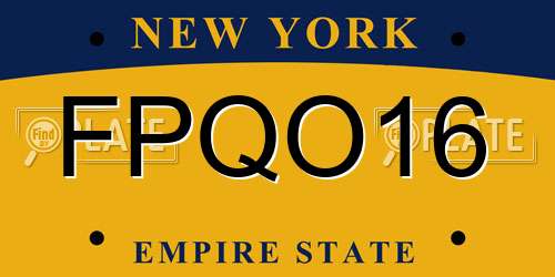 FPQO16 New York License Plate