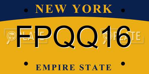 FPQQ16 New York License Plate