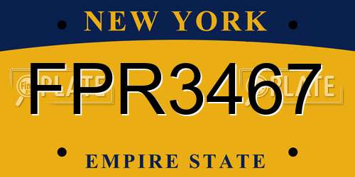 FPR3467 New York License Plate