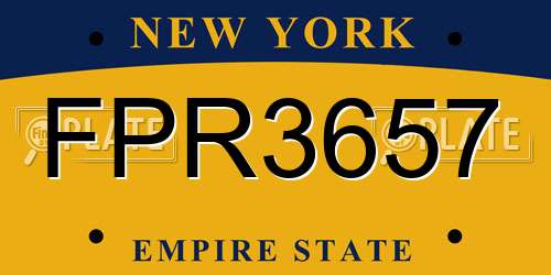FPR3657 New York License Plate