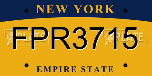 FPR3715 New York License Plate