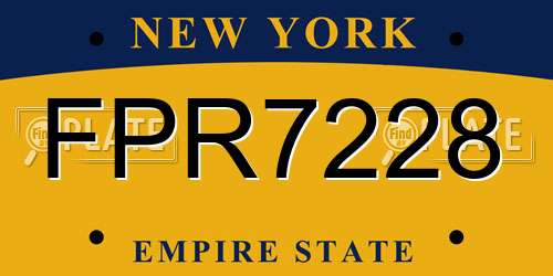 FPR7228 New York License Plate