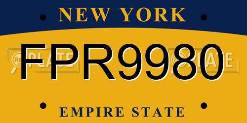 FPR9980 New York License Plate