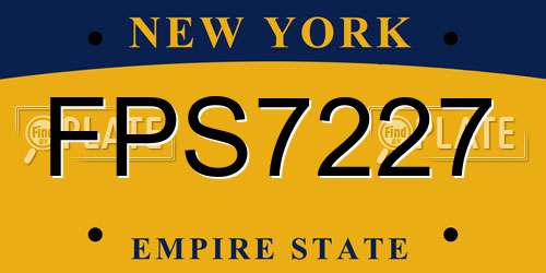 FPS7227 New York License Plate