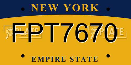 FPT7670 New York License Plate