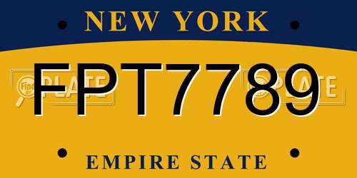 FPT7789 New York License Plate