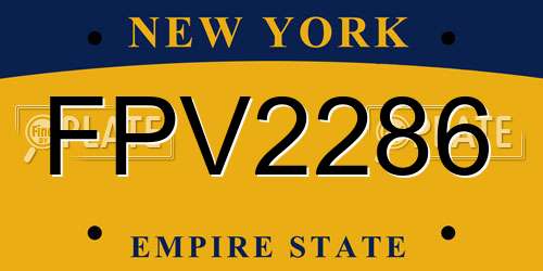 FPV2286 New York License Plate