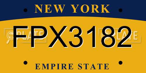 FPX3182 New York License Plate