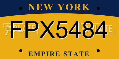 FPX5484 New York License Plate