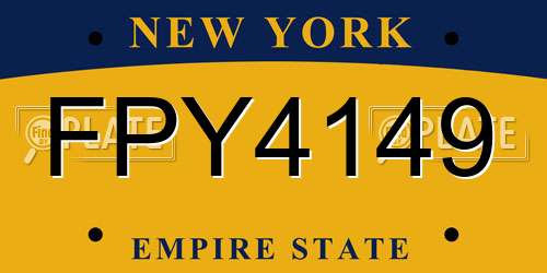 FPY4149 New York License Plate