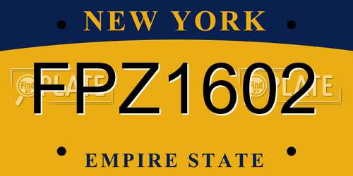 FPZ1602 New York License Plate