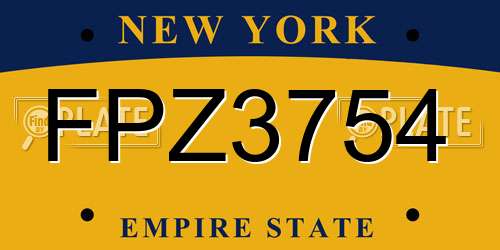 FPZ3754 New York License Plate