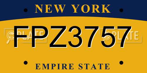 FPZ3757 New York License Plate