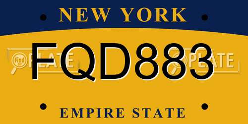 FQD883 New York License Plate