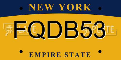 FQDB53 New York License Plate