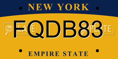 FQDB83 New York License Plate