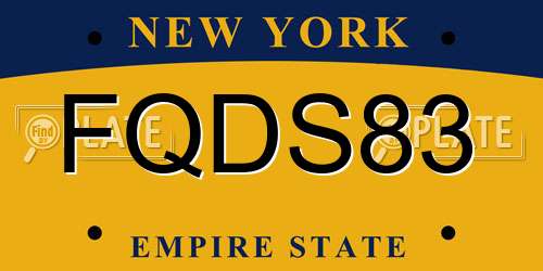 FQDS83 New York License Plate
