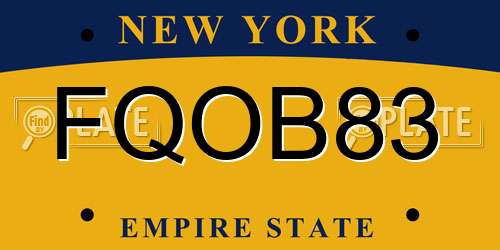 FQOB83 New York License Plate