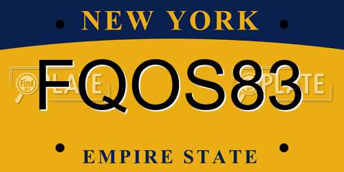 FQOS83 New York License Plate