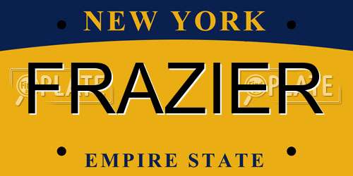 FRAZIER New York License Plate