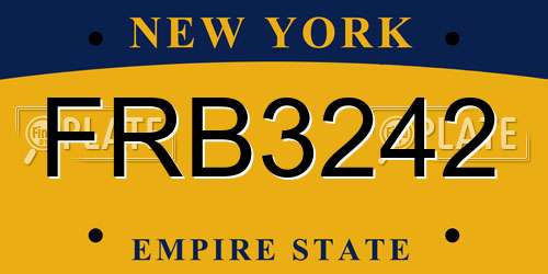 FRB3242 New York License Plate