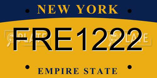 FRE1222 New York License Plate