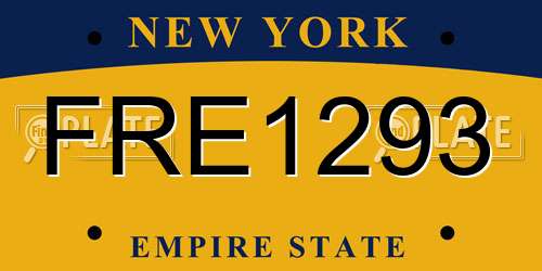 FRE1293 New York License Plate