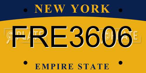 FRE3606 New York License Plate