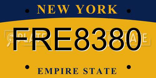 FRE8380 New York License Plate