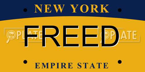 FREED New York License Plate