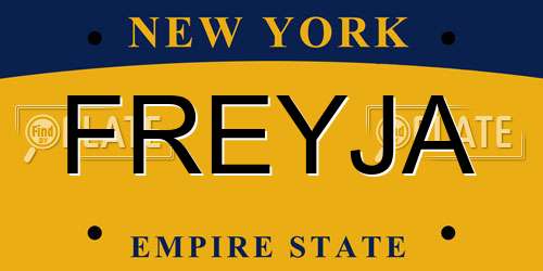 FREYJA New York License Plate