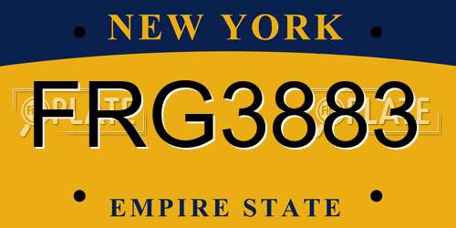 FRG3883 New York License Plate
