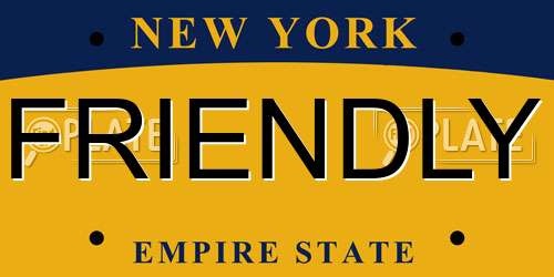 FRIENDLY New York License Plate
