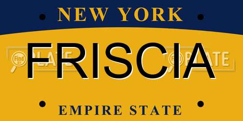 FRISCIA New York License Plate