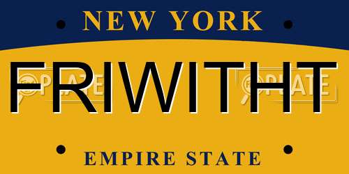 FRIWITHT New York License Plate
