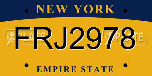 FRJ2978 New York License Plate