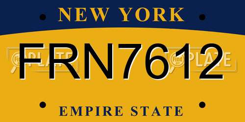 FRN7612 New York License Plate