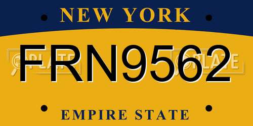 FRN9562 New York License Plate